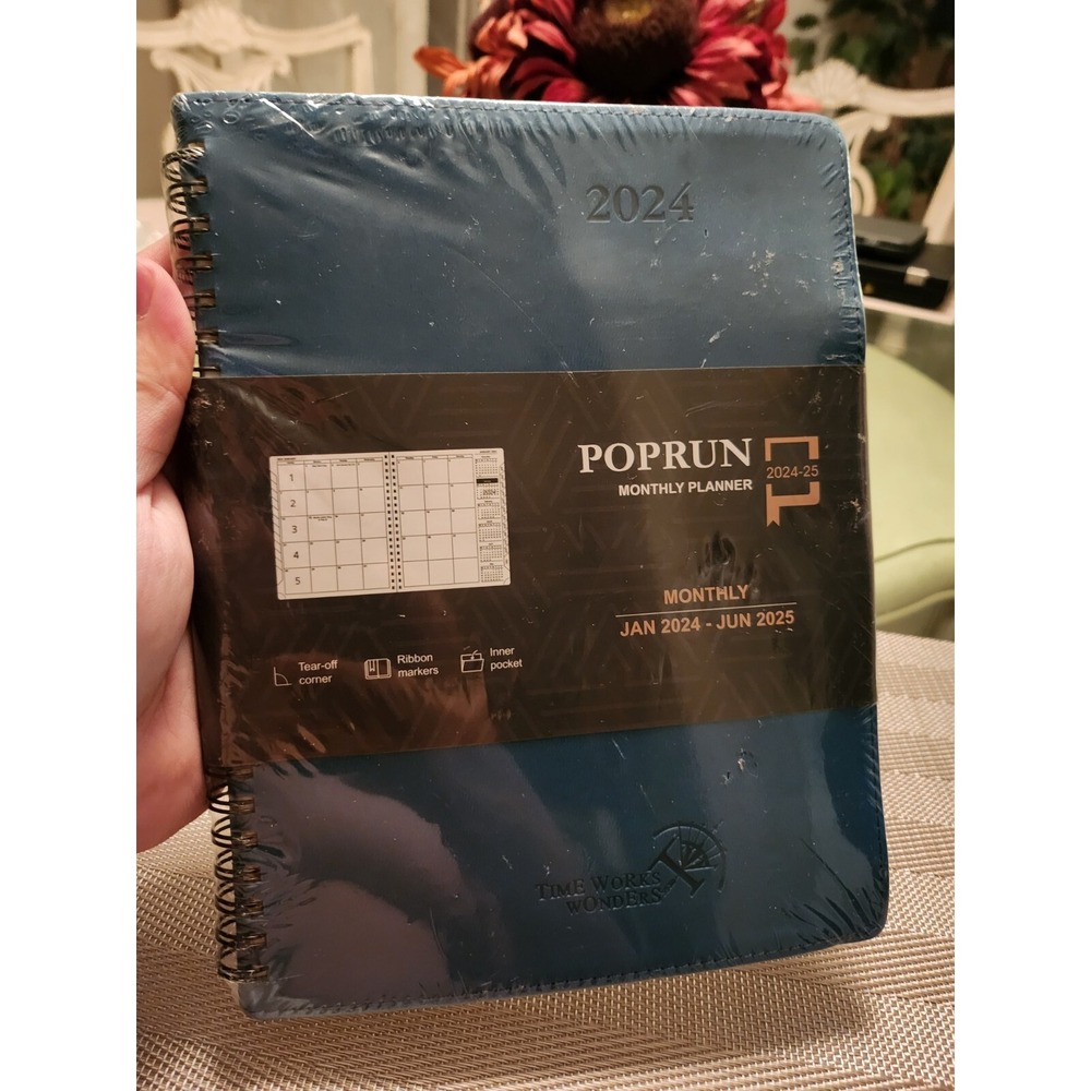 POPRUN Monthly Planner 2024-2025 6.5'' x 8.5'' 18-Month Calendar Book Jan.202...